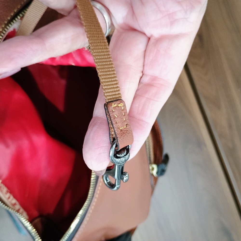Dooney & Bourke Tan and Black Leather Hobo Bag - Picture 10 of 15
